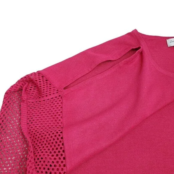 Pink Knit Women's Top with shoulder cutouts - Picture 3 of 9